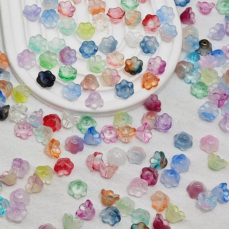 7x12mm glass beads, lily of the valley scattered beads, campanula flower buds, bell flower, diy jewelry, hairpin, beading material undefined