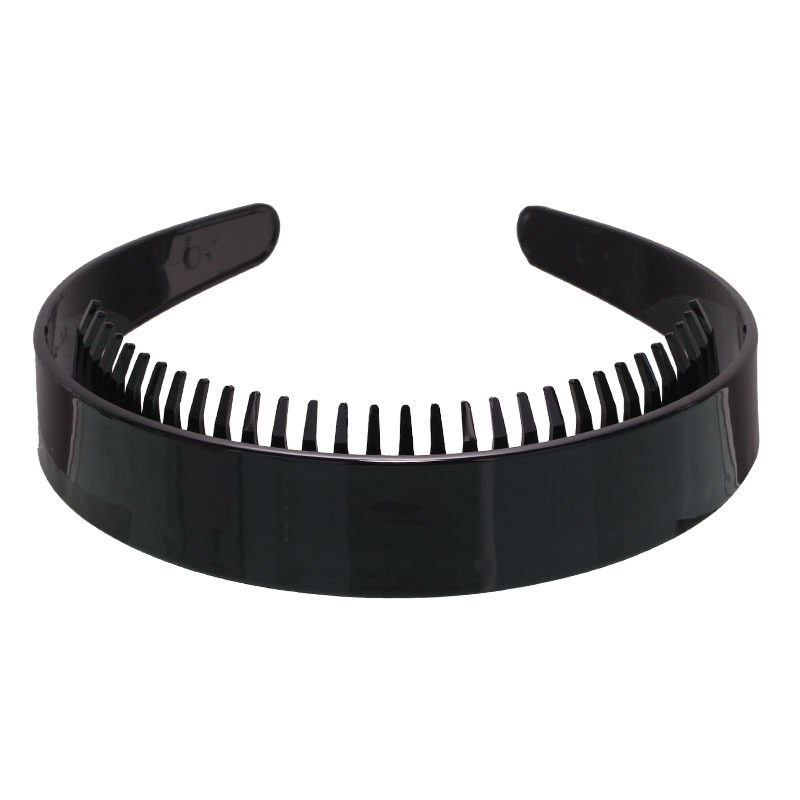 Korean black headwear, mask, face wash, hair band for women, simple 2.5CM hair press, anti-slip, toothed diy headband, hair clip Item Picture