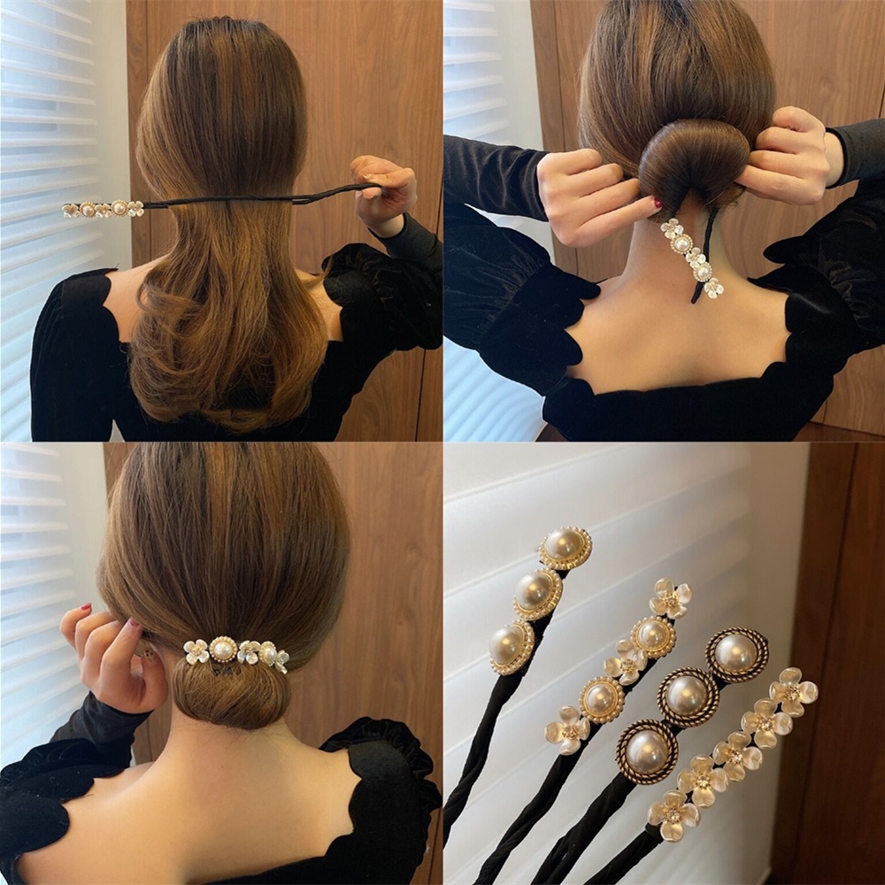 Super fairy pearl hair bun, shell flower fluffy bun style, Korean flower bud style, a perfect hair bun tool for lazy women
