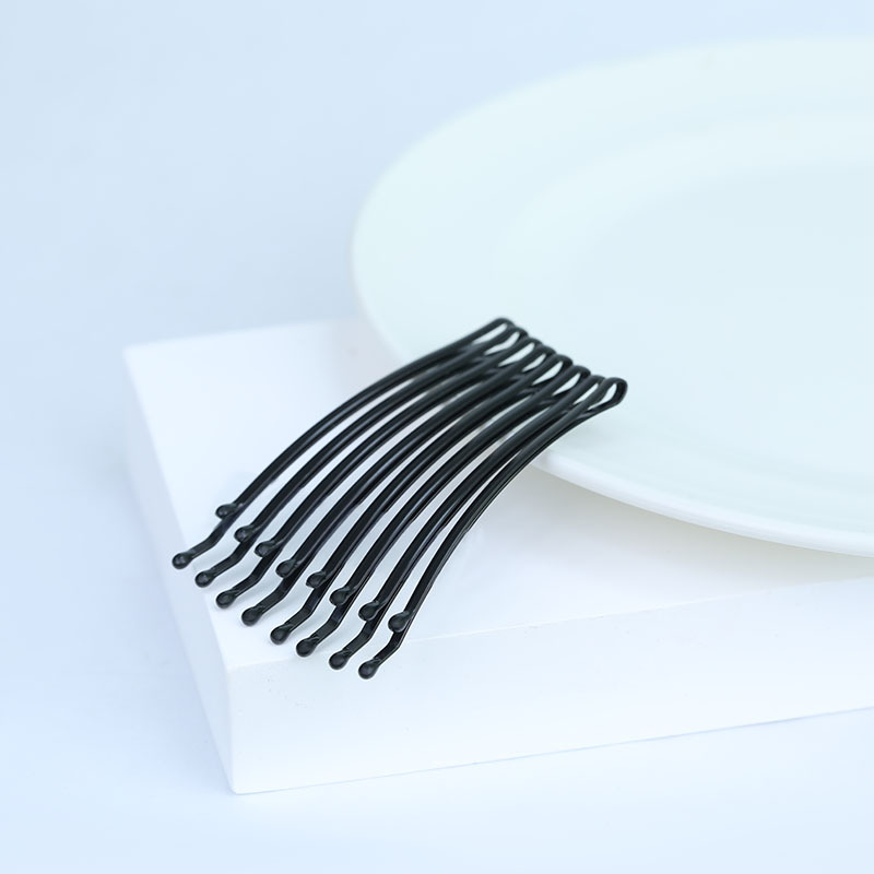 5.5cm arc-shaped straight hairpin for photo studio, steel clip for bangs, 50 pieces in black details Picture