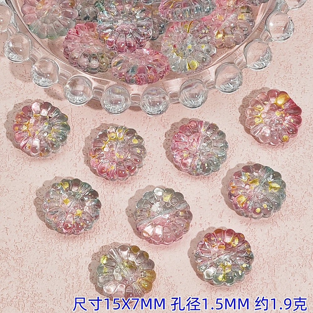 diy handcrafted glass sunflower straight-hole sunflower accessories, hairpins, bracelets, necklaces, beaded material jewelry undefined