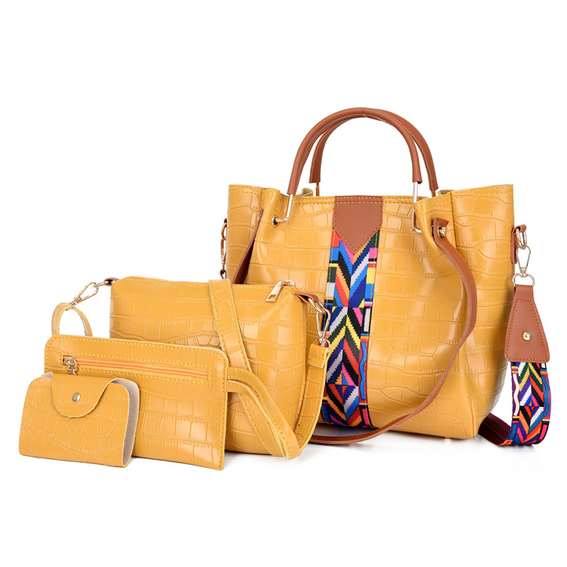 2022 Colorful Ribbon Korean Style Fashion Four-piece Set Women's handbag, hand-held bag, shoulder crossbody bag, new trendy ethnic style bag undefined
