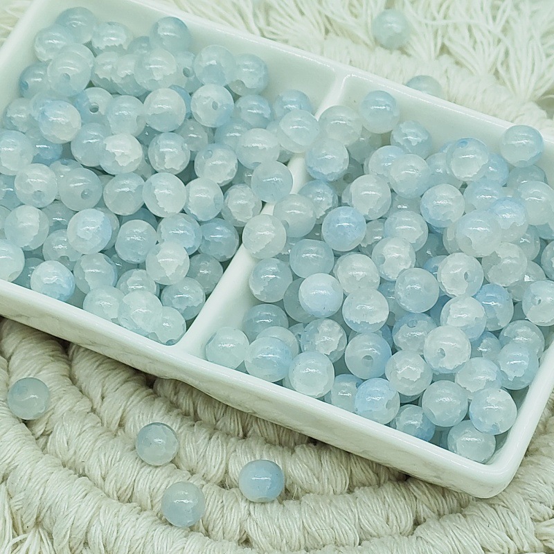 6mm jade broken glass beads, new ice-cracked beads, fresh and sweet diy accessories, fashionable scattered beads bracelet, small round beads undefined