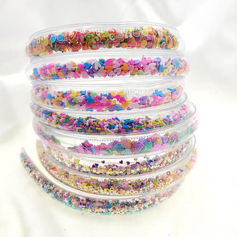 Sequined flowing sand transparent headband, children's headband wholesale new toothed anti-slip hair pressure girls' accessory hair accessory details Picture