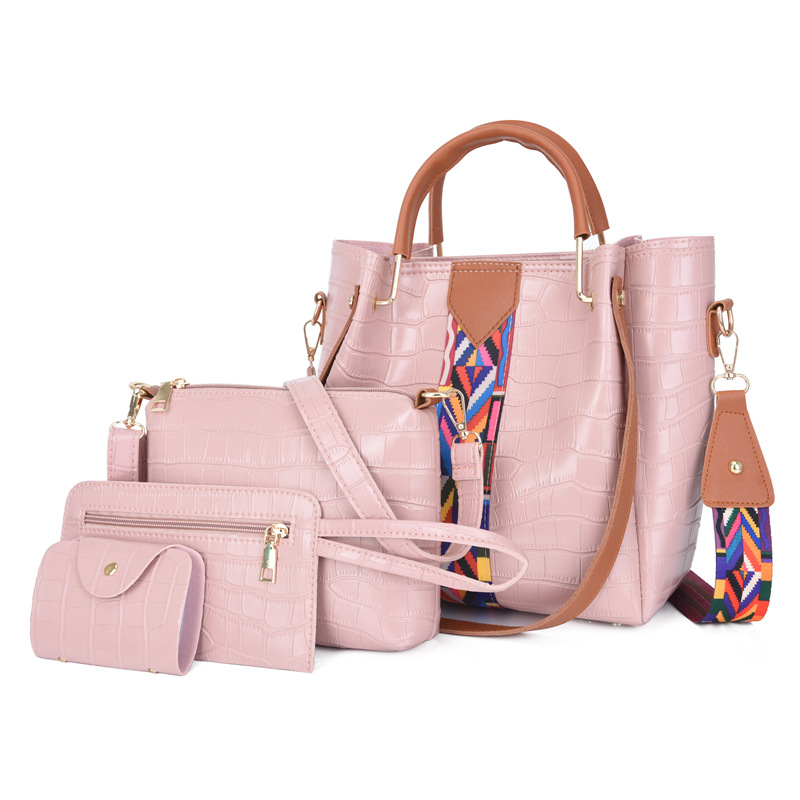 2022 Colorful Ribbon Korean Style Fashion Four-piece Set Women's handbag, hand-held bag, shoulder crossbody bag, new trendy ethnic style bag undefined