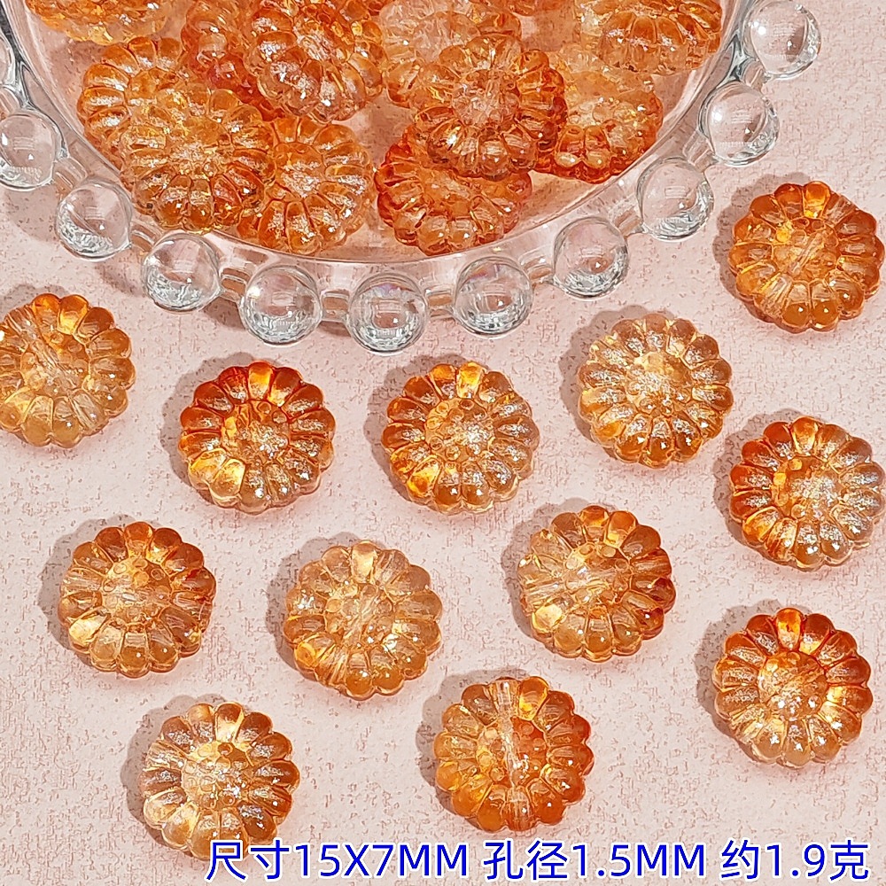 diy handcrafted glass sunflower straight-hole sunflower accessories, hairpins, bracelets, necklaces, beaded material jewelry undefined