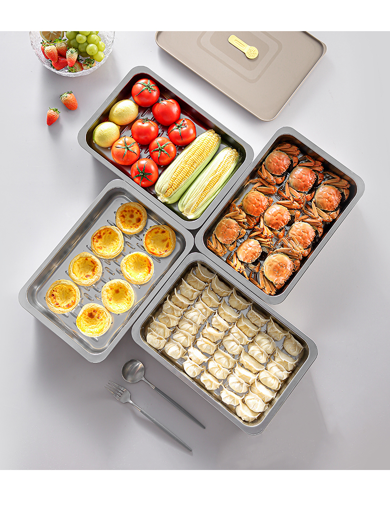 【CL】25Q4#6929-6931 Stainless steel dumpling box with wavy bottom (3300ml) 3.3L black/khaki clear pic 11