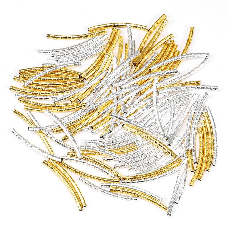 Wholesale of diy bracelet, necklace and jewelry accessories with copper electroplated gold color retention elbow, cut surface and threaded twist connection pipe Item Picture