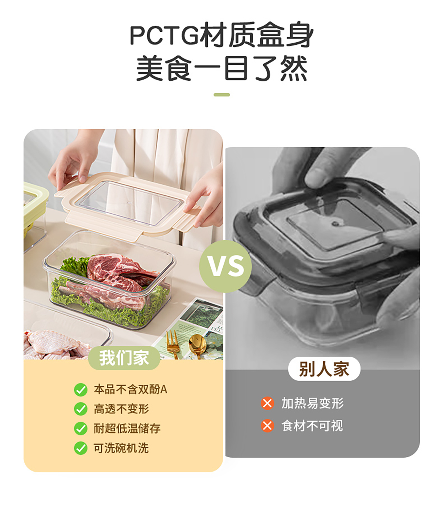 【CL】26Q2#8720-8728鲜能 PCTG 保鲜盒（透明盖)粉 绿 白 清详情9