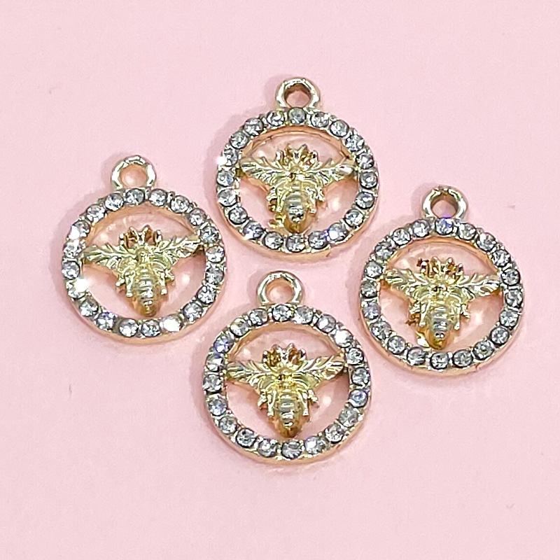 14k gold and diamond-encrussed pendant, DIY jewelry accessory, bracelet, necklace, beaded accessory, cartoon alloy dot diamond pendant undefined