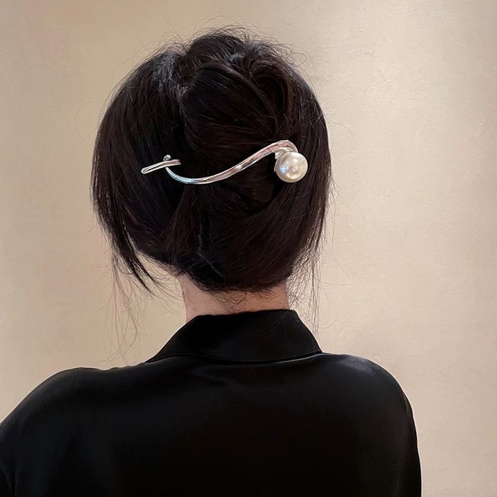 冷淡风蝴蝶结青蛙扣发夹女2024新款高级感后脑勺盘发夹网红一字夹详情图10