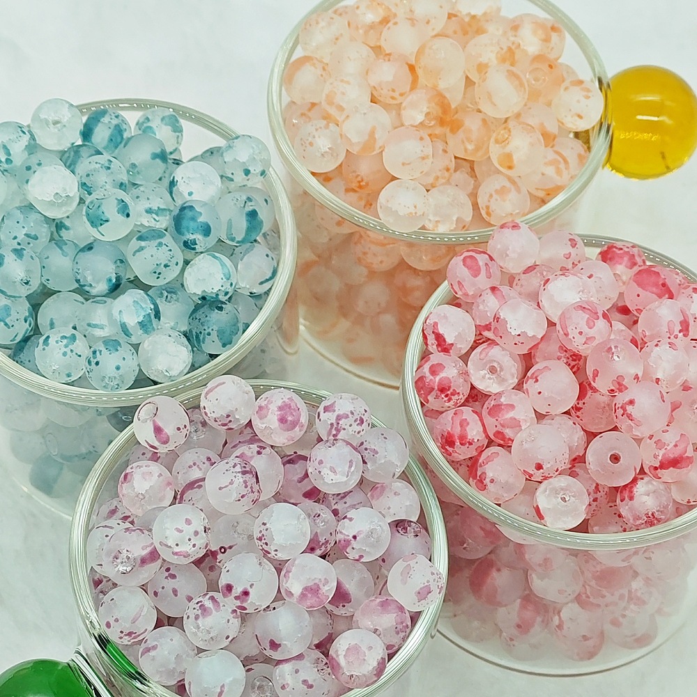 10mm frosted jade fragments, blooming glass beads, scattered beads, handmade DIY bracelet and necklace materials and accessories manufacturer wholesale full image