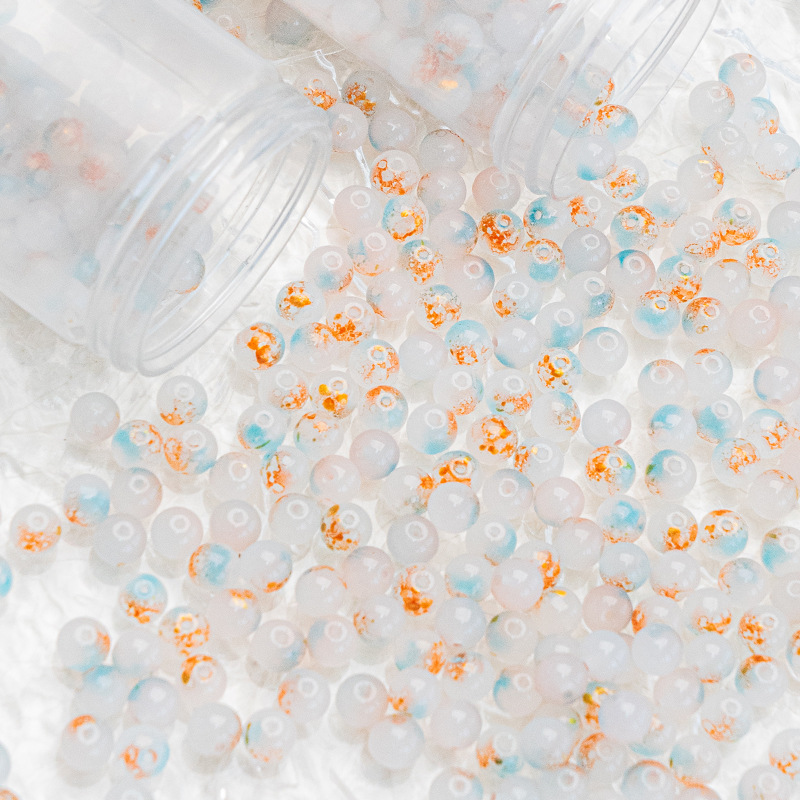 Wholesale of 8mm - 10mm jade material, ink-wash gold-sprinkled glazed glass beads, loose beads, hand-strung beads, DIY jewelry accessories materials undefined