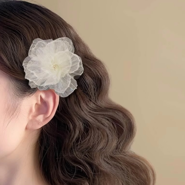 2024 New retro big red flower grab clip, large shark clip headpiece, rose hairpin, women's back of the head hairpin undefined