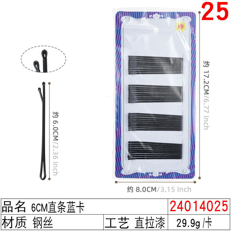Yiwu wholesale black straight clips, 5cm and 6cm blue card steel clips, baked paint plate hair clips, hair accessories, 2-yuan store hair clips undefined