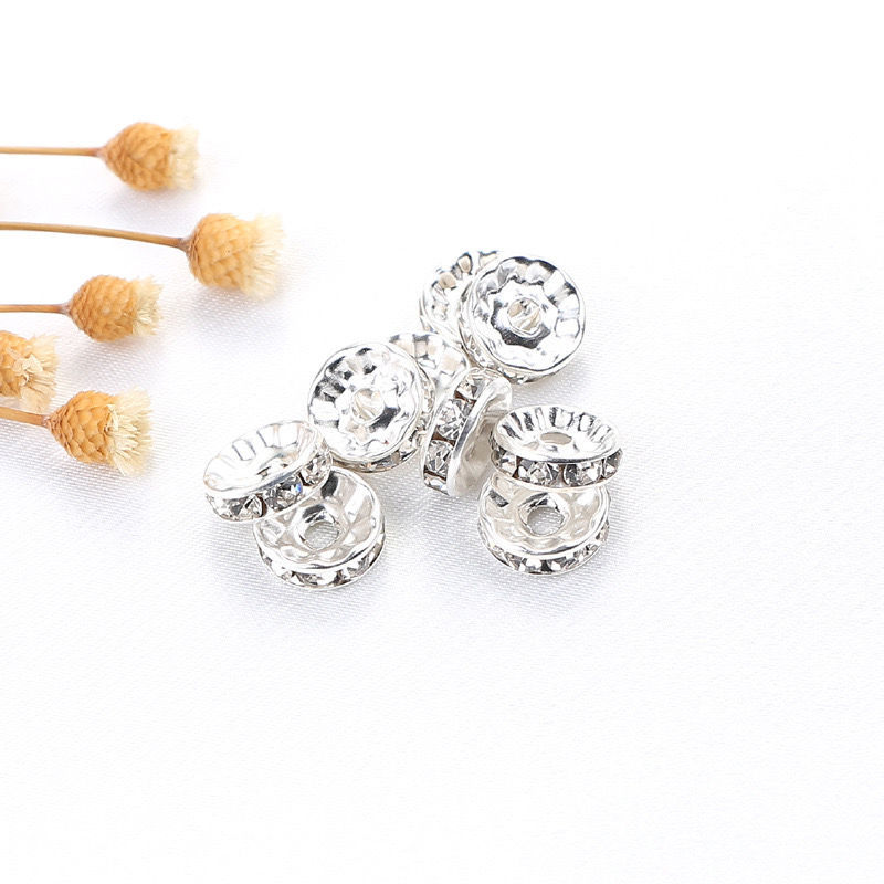 4mm/6mm/8mm diamond ring copper diamond-encrusted spacer beads and spacers with diamond spacers, diy handmade jewelry accessory bracelet materials Specification image