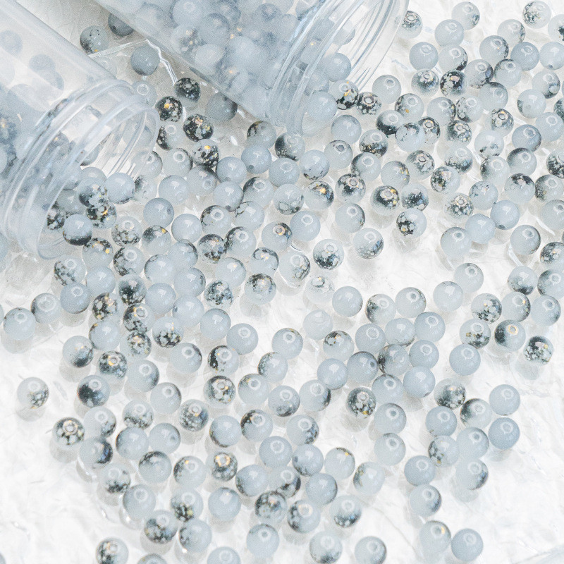 Wholesale of 8mm - 10mm jade material, ink-wash gold-sprinkled glazed glass beads, loose beads, hand-strung beads, DIY jewelry accessories materials undefined