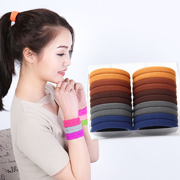 20 box-packed mixed-color towel bands, seamless, high-elasticity large hair bands, adult and student hair ties, ponytail bands details Picture
