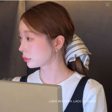 Korean simple and elegant striped fabric large intestine hair band 2025 new style, high-end low ponytail headwear for girls at the back of the head