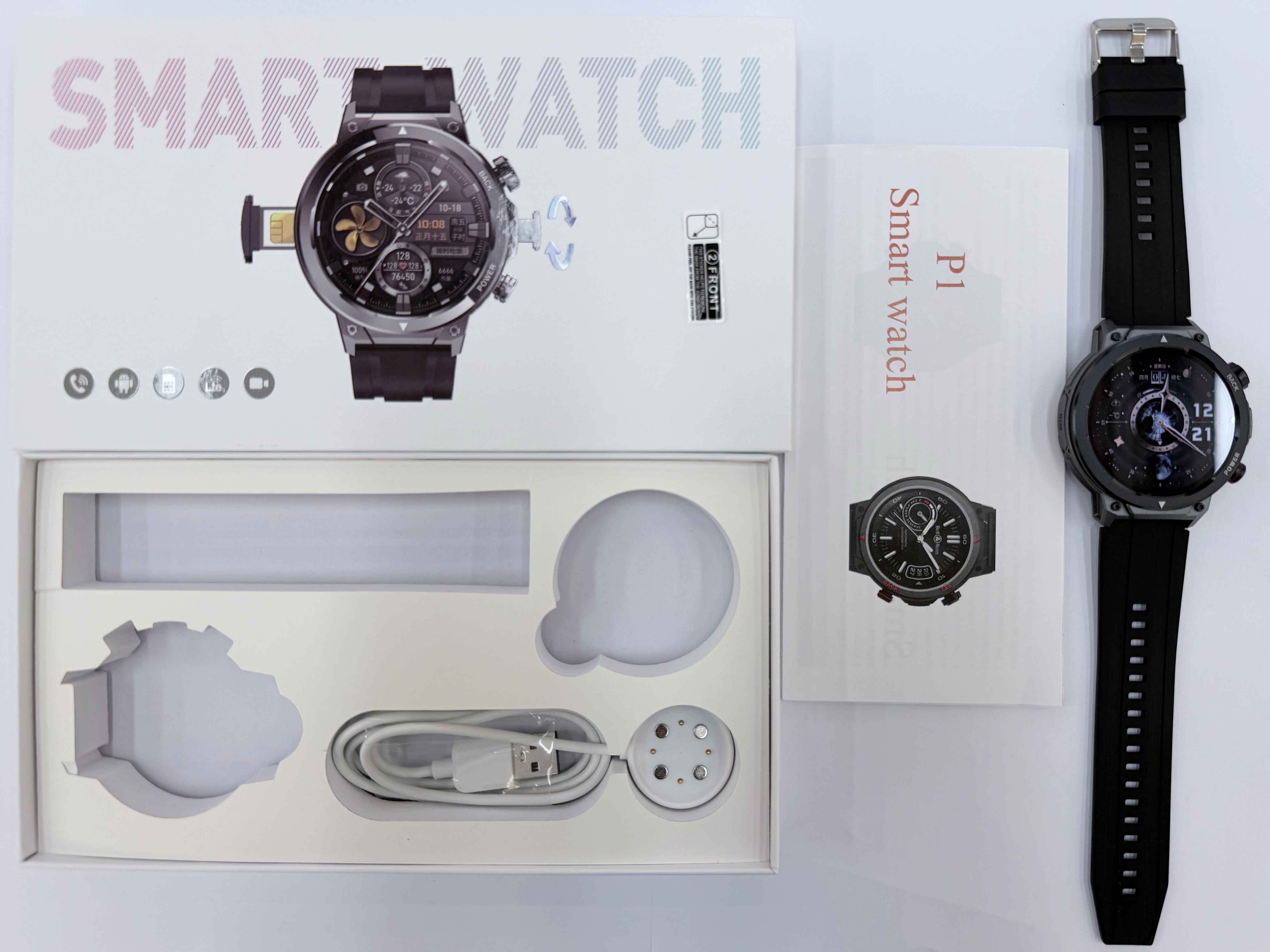 The P1 Chinese version supports independent SIM card calls, allows for photo and video recording, and enables users to log in to wechat to send messages and make video calls. The 5G card-inserting smartwatch is suitable for teenagers to use as a smart card-inserting phone watch details Picture