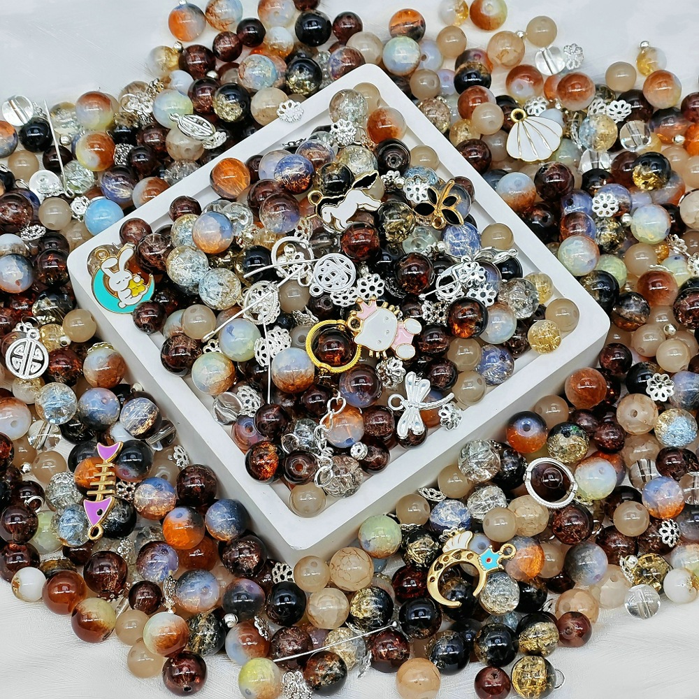 Weigh the scattered beads by jin (4-10MM), mixed color glazed beads, peach blossoms, starry sea, purple Qi Coming from the East, mixed beads undefined