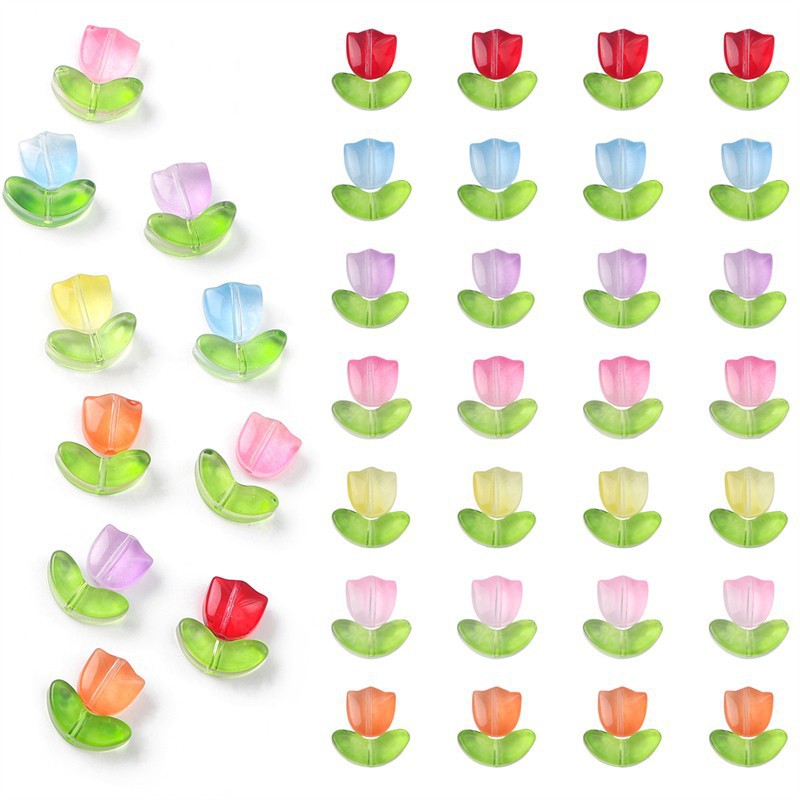 Jelly powder gradient glass, tulip petal beaded material, DIY handmade bracelet, earrings, accessories, hairpins Specification image