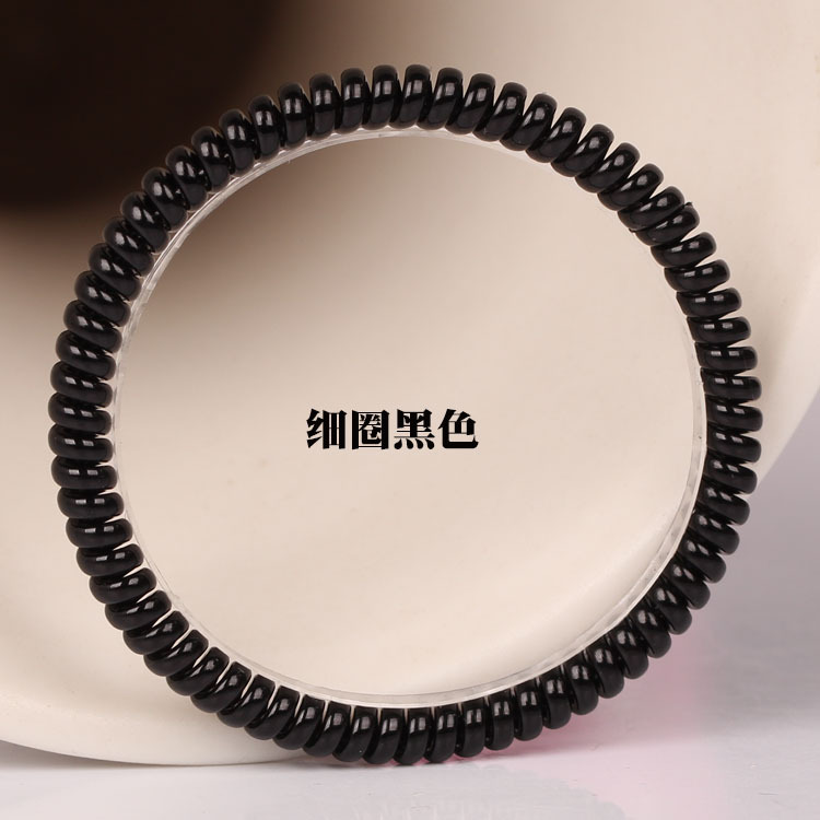 Black telephone line hair tie, large, medium and small sizes, Korean seamless, shiny, high-elastic hair tie, high ponytail hair band for women undefined