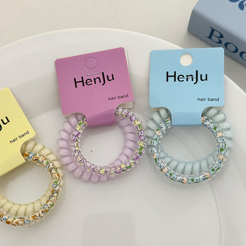 Korean girl ~ High-quality grape coconut polka dot telephone line, refreshing and versatile in summer, durable daily hair tie Specification image