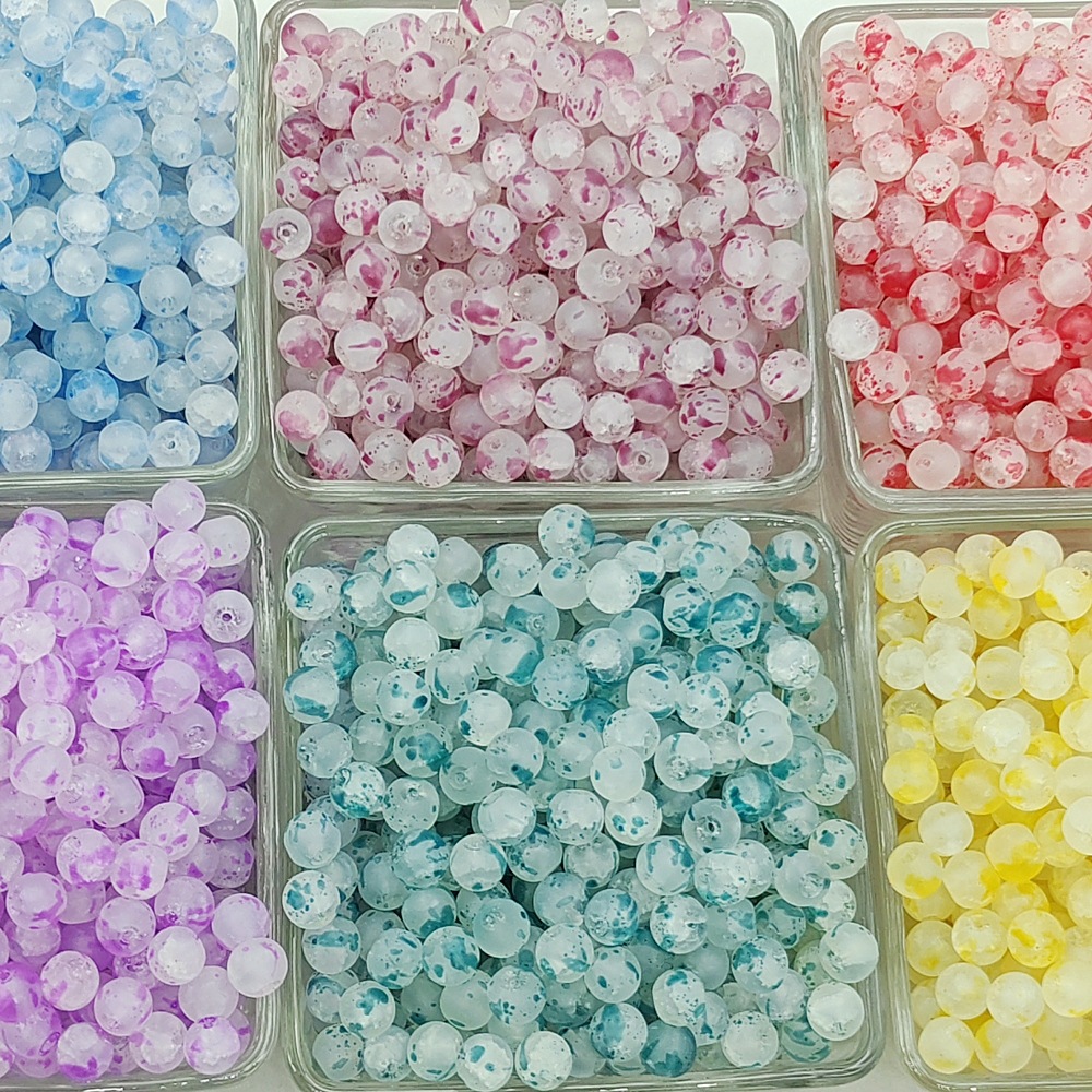 10mm frosted beads, floating flower jade, broken glass beads, round beads, scattered beads, diy handcrafted beaded bracelet, necklace material accessories