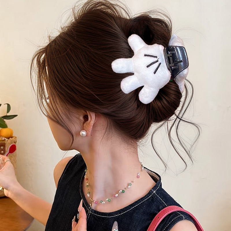 Bow denim triangle clip for women 2025 new style high-end shark clip full back of the head hair clip headwear undefined