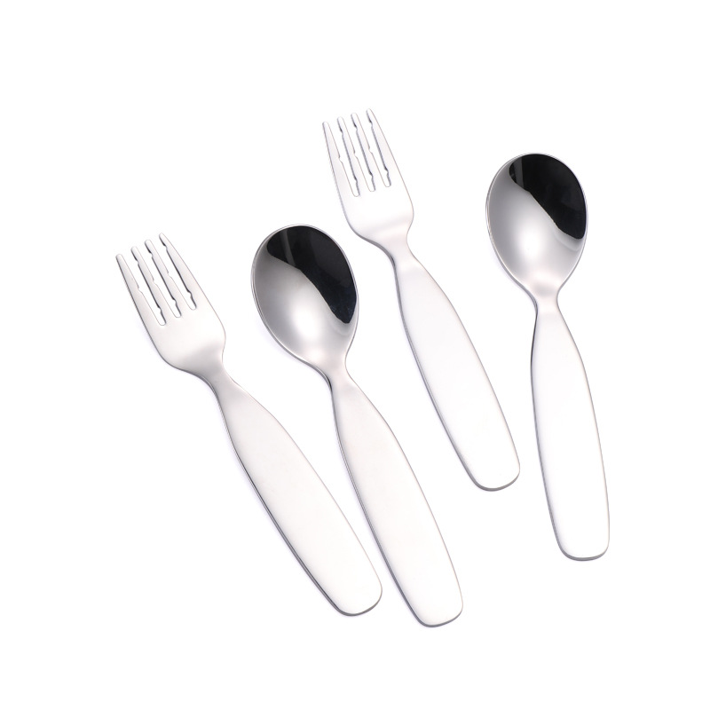 304 ملعقة فضية، شوكة، أدوات المائدة للأطفال للأطفال من الفولاذ المقاوم للصدأ Item Picture