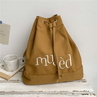 New Korean version backpack, simple letter printed canvas bag, hand-held large-capacity shopping bag, student bucket bag undefined