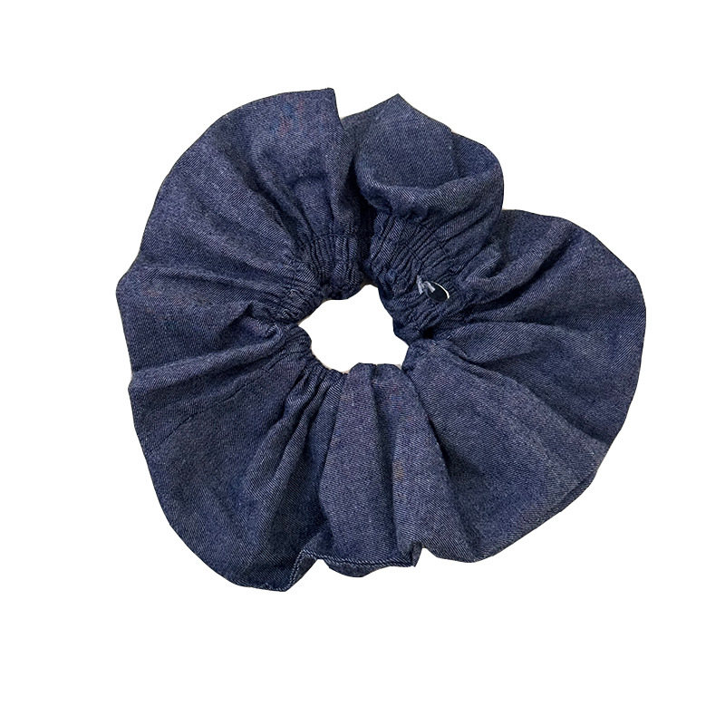 A versatile and laid-back large denim ribbon bow hair band with a high-end and elegant style. It can be used as a hair tie and bun accessory for women Item Picture