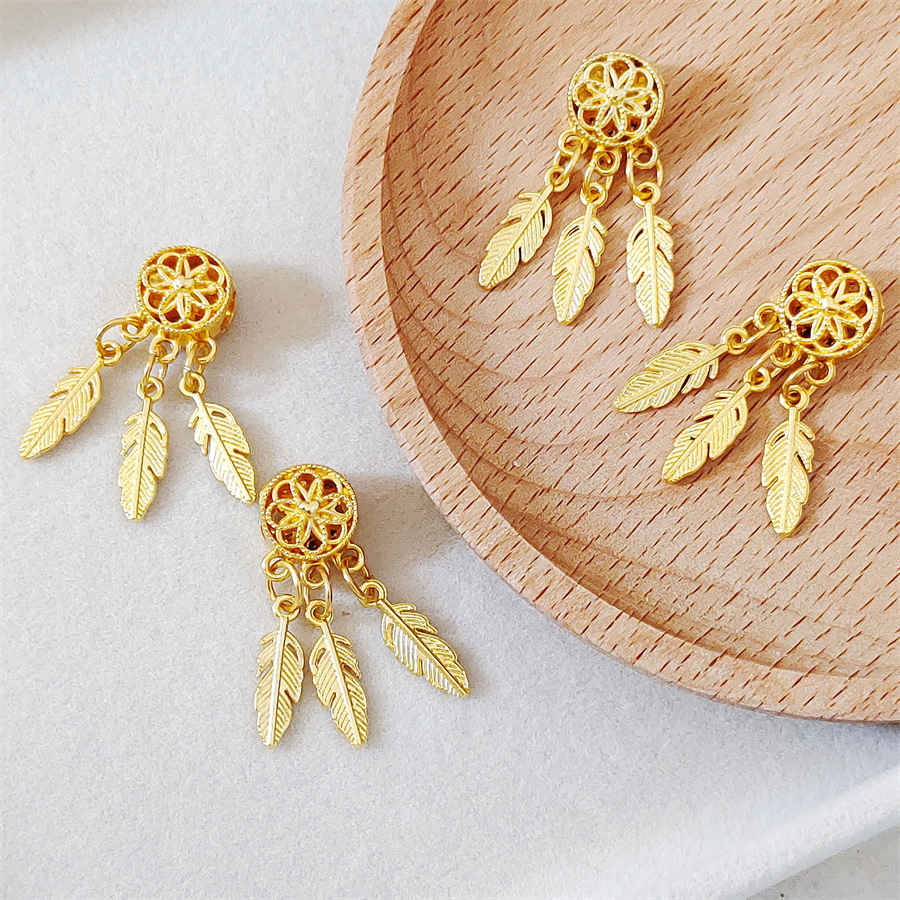 Gold and silver ancient silver longevity lock hidden silver dreamcatcher, alloy large hole multi-hanging bright silver feather tassels, diy handmade accessories undefined