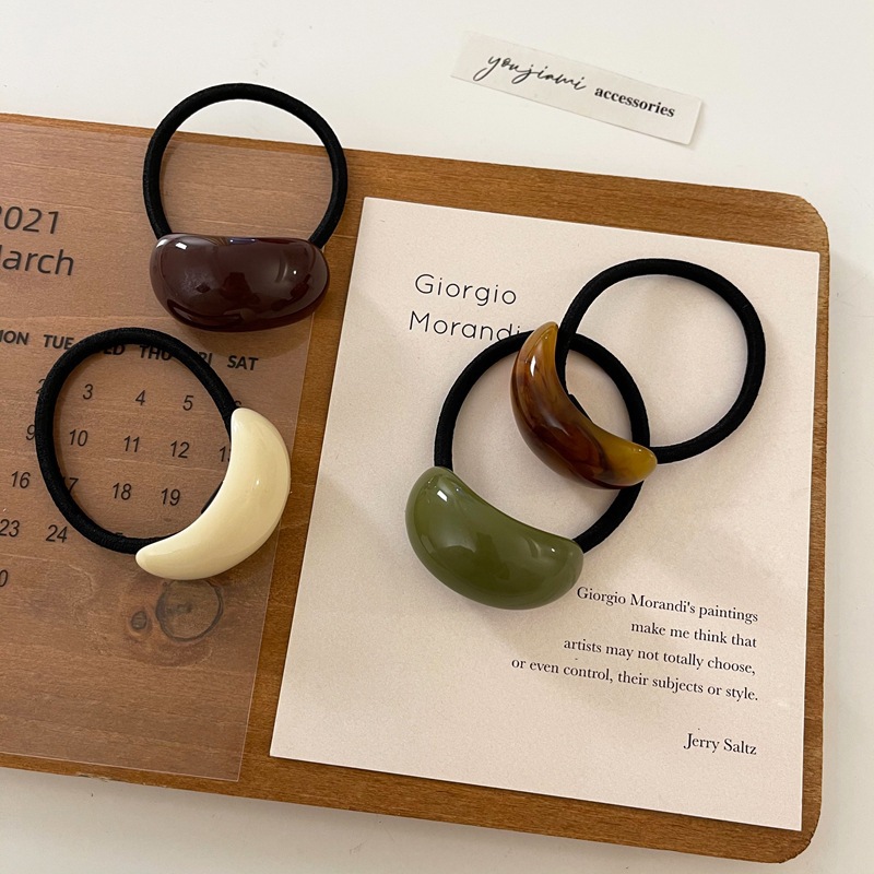 韩国东大门chic头绳女简约气质冷淡风亚克力圆弧黑色皮筋头饰发绳 Specification image