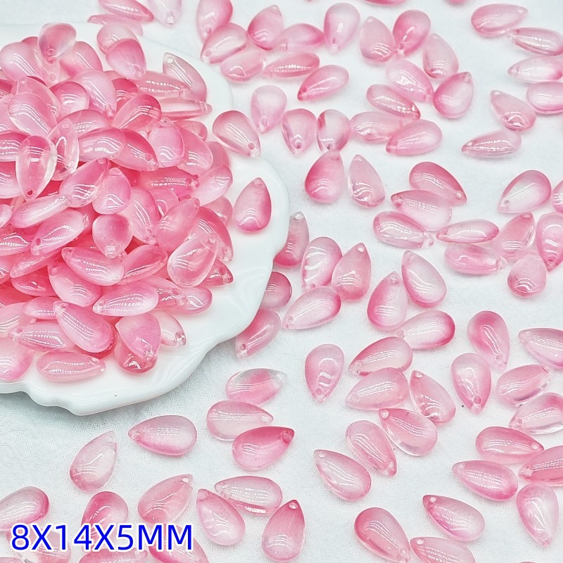 8x14mm glass accessory water drop pendant, flat water drop diy jewelry accessory pendant hole, ancient-style material scattered beads undefined