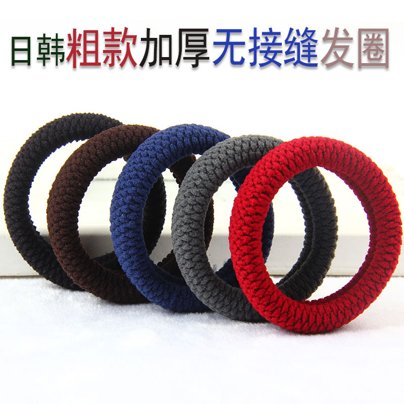 High-elasticity seamless hair bands for girls, widened and thickened hair ties, simple hair ties for adults, fresh and durable leather cases Specification image