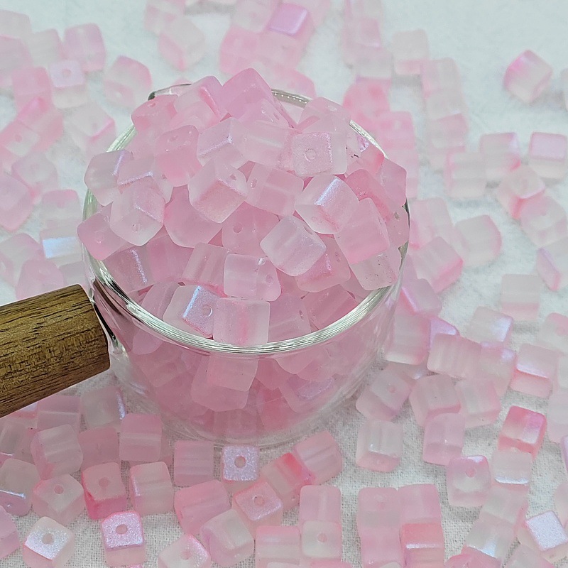 Factory wholesale of 7mm square crystal loose beads of frosted glass sugar for diy handcrafted beaded bracelet materials undefined