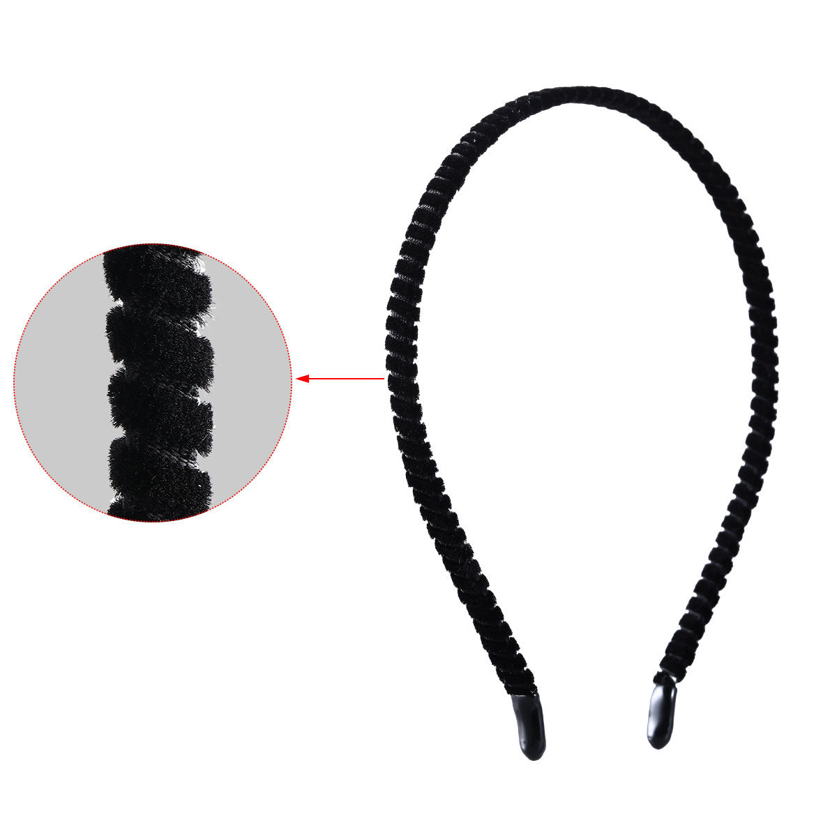 Wholesale 5mm velvet fabric wrapped black hair band step hair band, suitable for DIY fabric hair band head buckle making details Picture