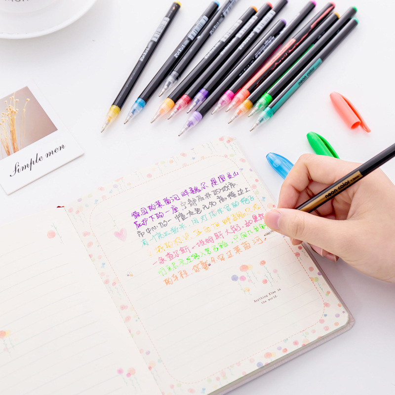 Xuancai 6107 Glitter Pen, Highlighter Pen, Pastel Pen, Painting Planner Pen, 36-color Set, Gel Pen, Fluorescent Pen, 24-color details Picture