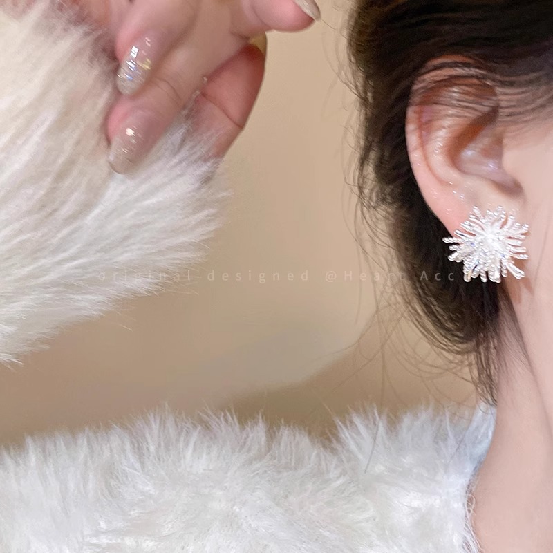Exquisite firework zircon stud earrings for women 2026 new style, light luxury, high-end and grand earrings, atmosphere, round face earrings Specification image
