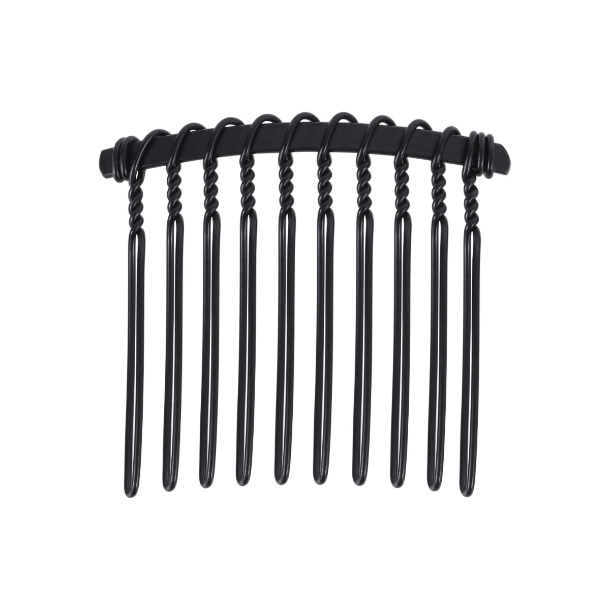 10-tooth metal insert comb wrapped with fabric, DIY twisted hair comb, black iron wire insert comb, wholesale hair comb accessories Item Picture