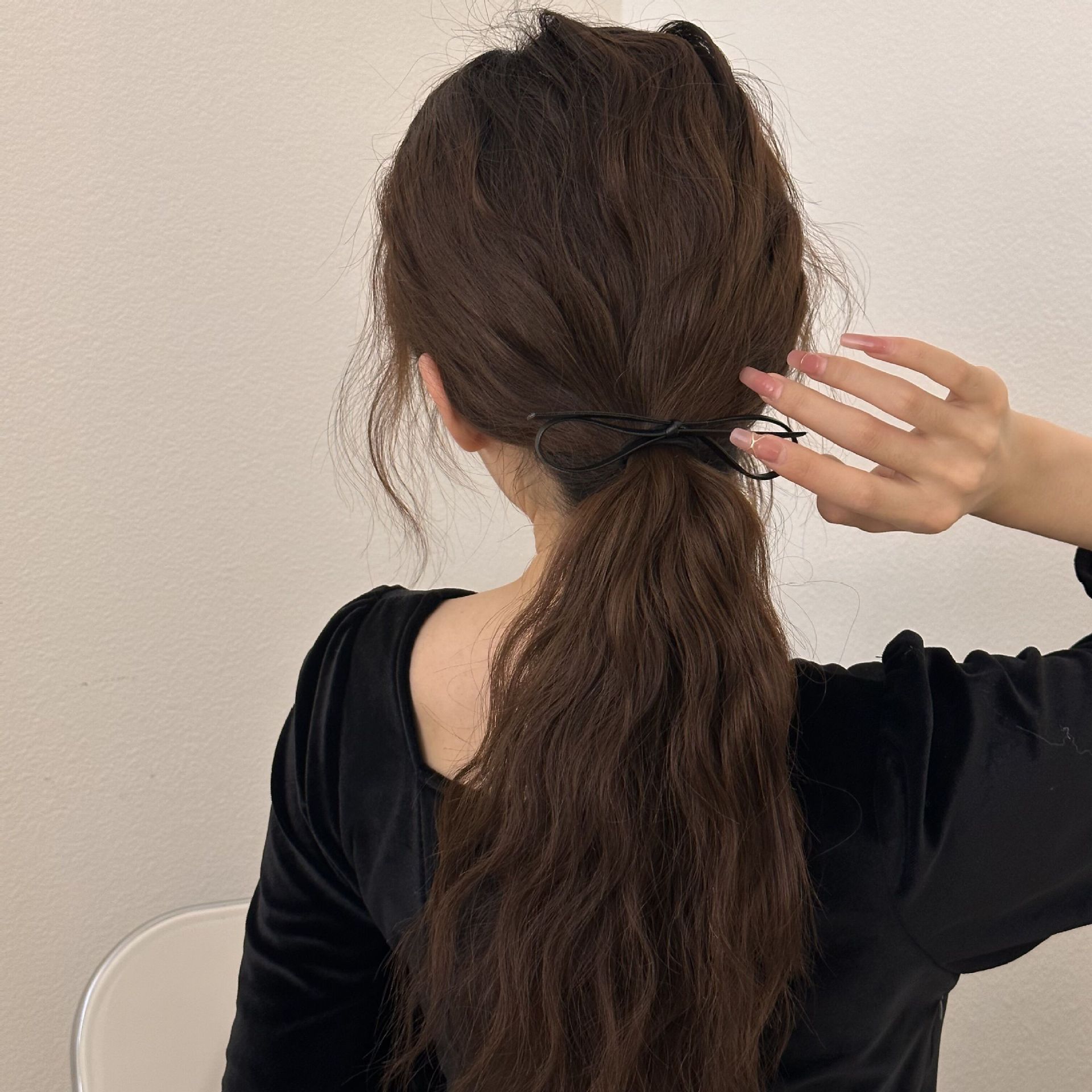 Korean-style simple butterfly tie hair band, girls' high school elastic back head bun hair band hair rope ponytail magic tool Specification image