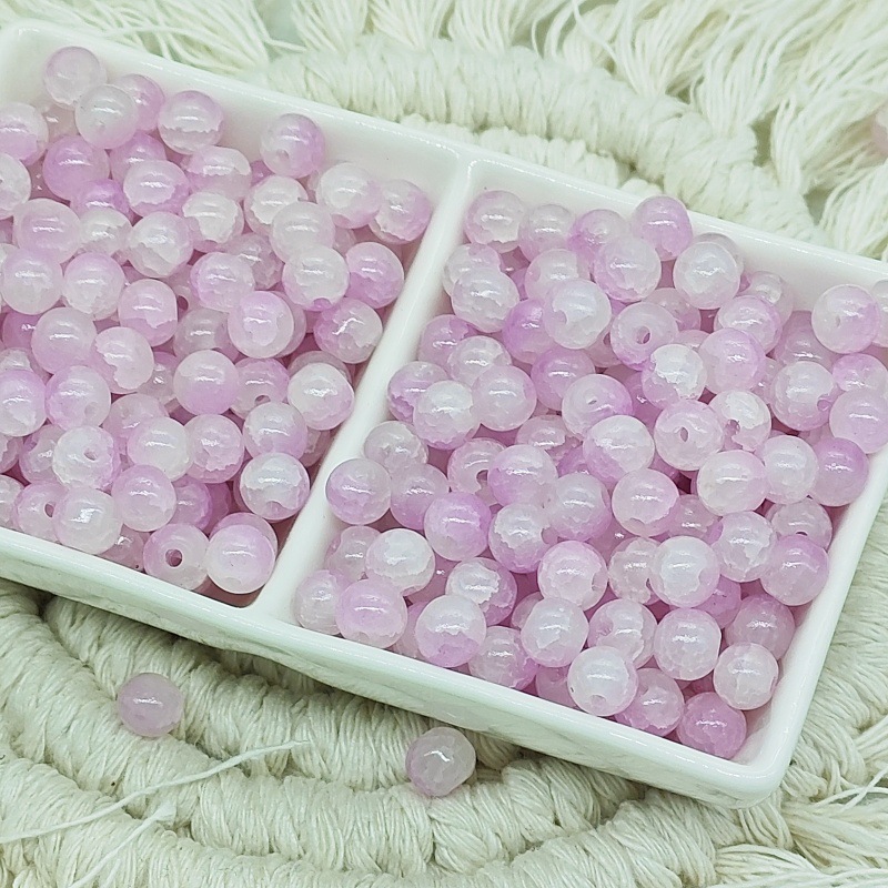 6mm jade broken glass beads, new ice-cracked beads, fresh and sweet diy accessories, fashionable scattered beads bracelet, small round beads undefined