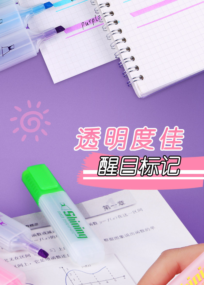 Bok Student Notes Highlight Fluorescent Marker Pen Set, Large Capacity Colored Planner Pen, Candy-colored Fluorescent Pen pic 9