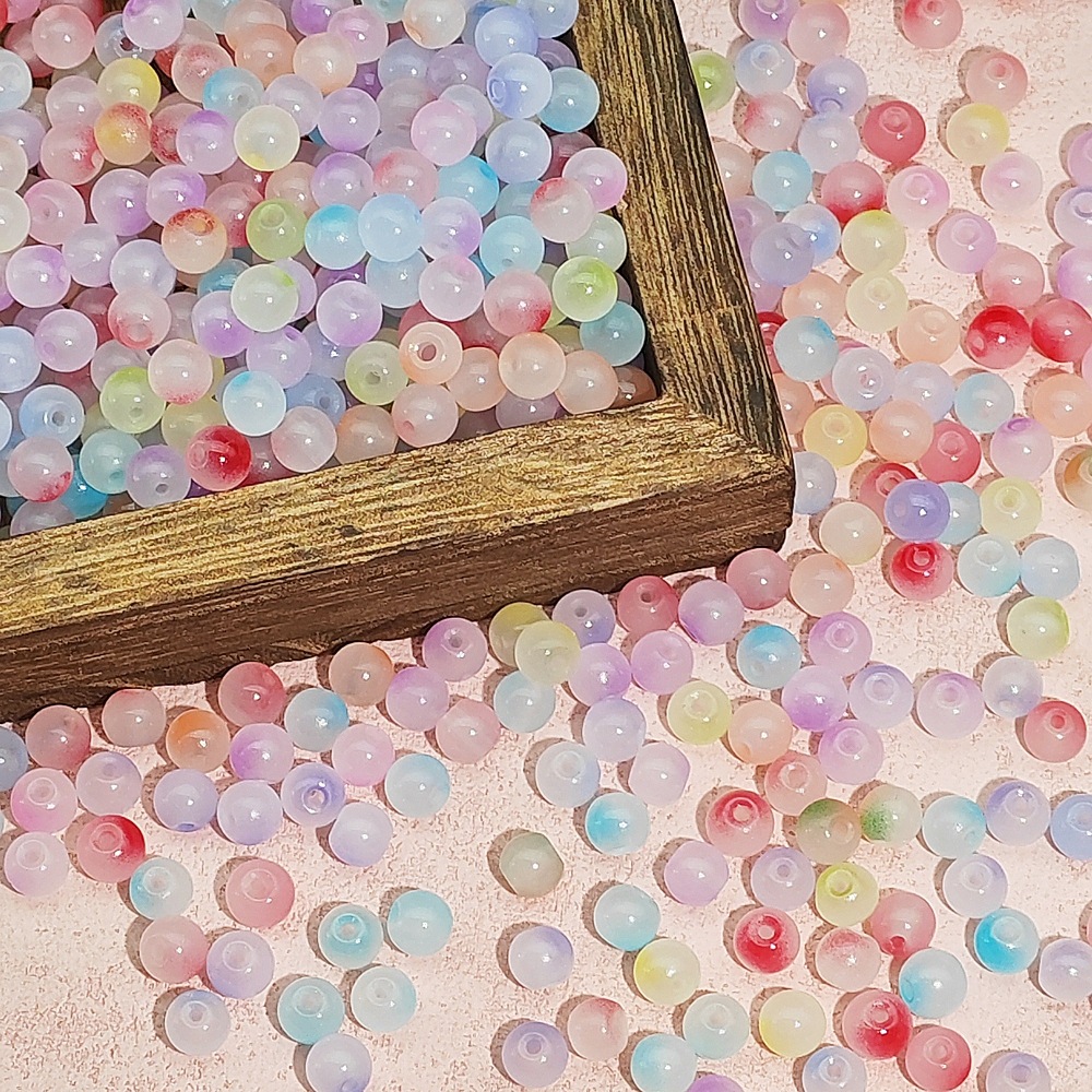 Wholesale of 8/10mm white jade material ink-wash Chinese ancient-style jewelry accessories, gold-sprinkled scattered beads and stringing materials undefined