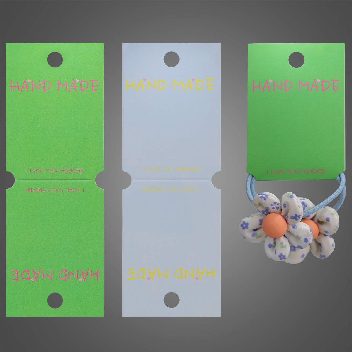 In stock, there are cute Korean-style hair bands and hair ties made of folded cardstock and colorful cards. diy packaging: 100 pieces per bundle full image