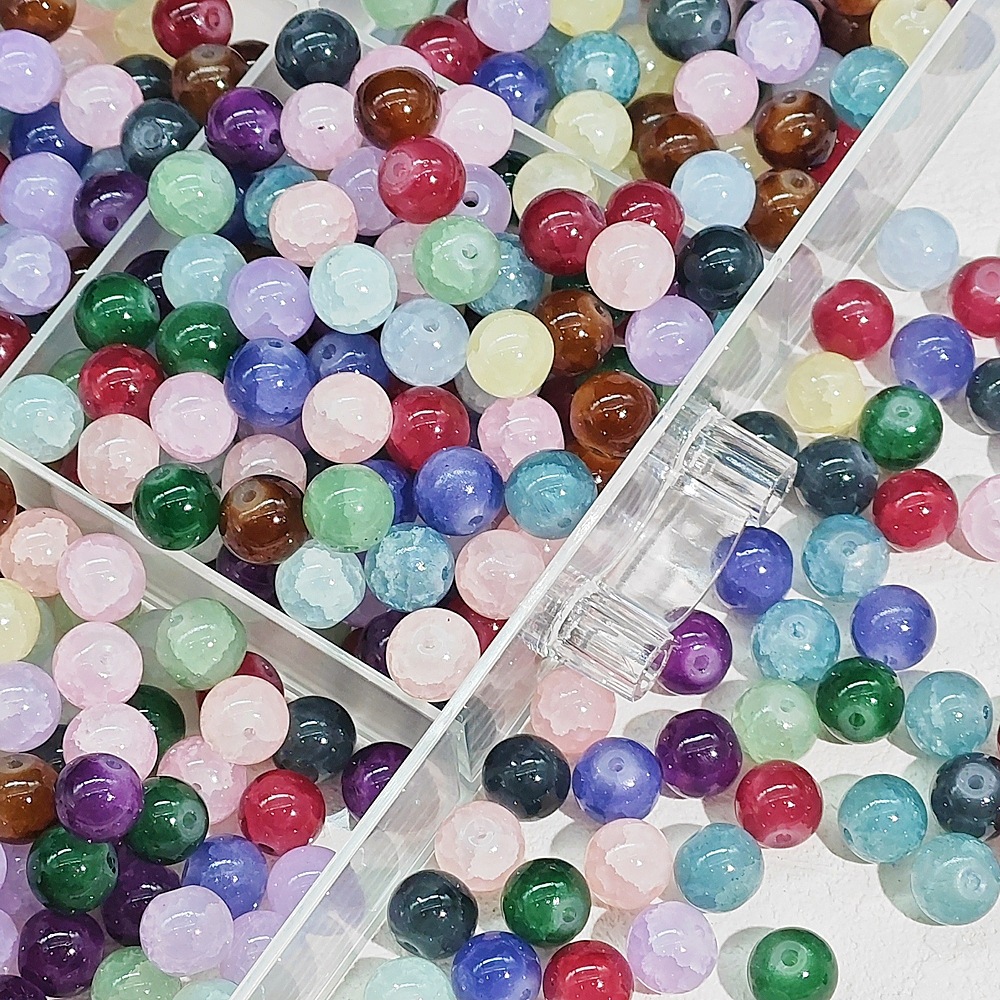 10mm jade broken glass beads, colored glass beads, hand-strung beads, diy bracelet accessories, loose beads, straight hole round beads, material accessories undefined