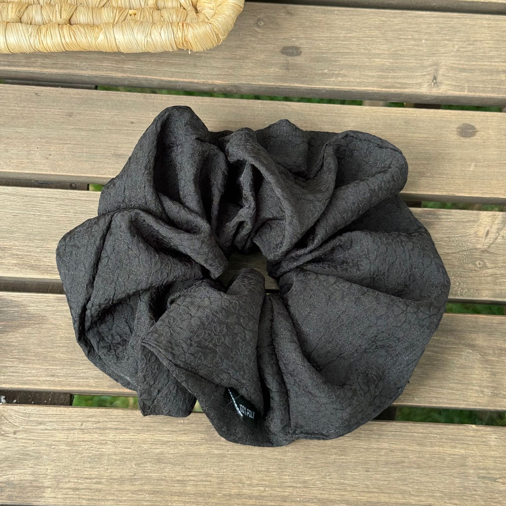 The energetic forest-themed solid color printed textured large intestine hair band is a versatile and refreshing bun hair band for girls going out undefined