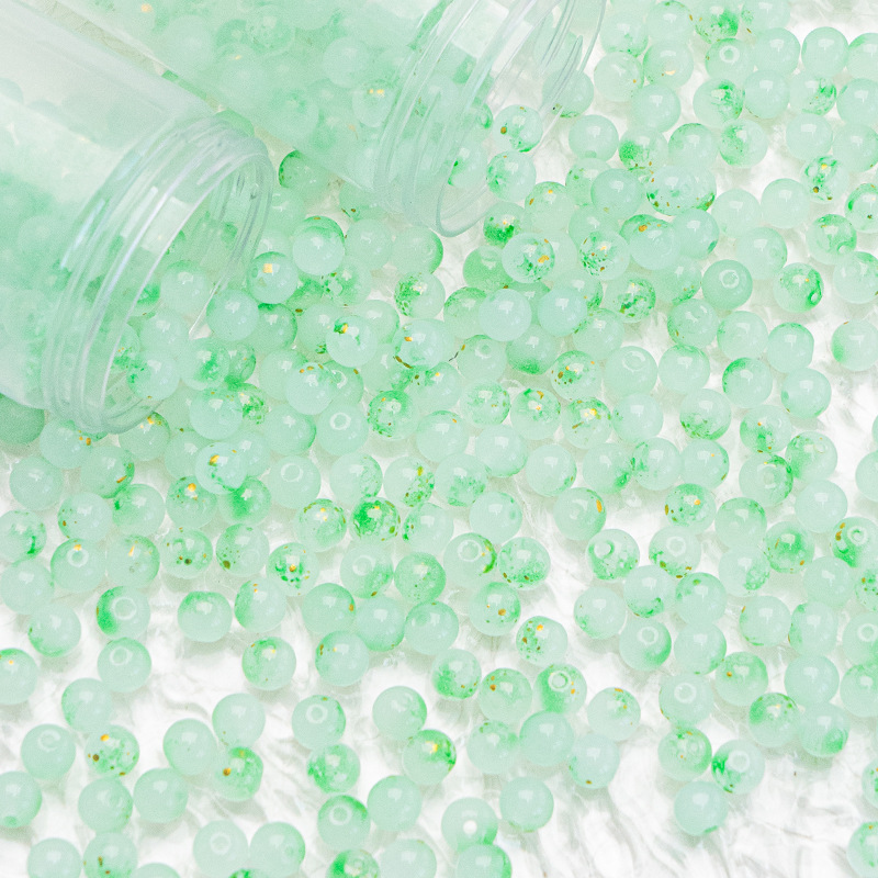 Wholesale of 8mm - 10mm jade material, ink-wash gold-sprinkled glazed glass beads, loose beads, hand-strung beads, DIY jewelry accessories materials undefined